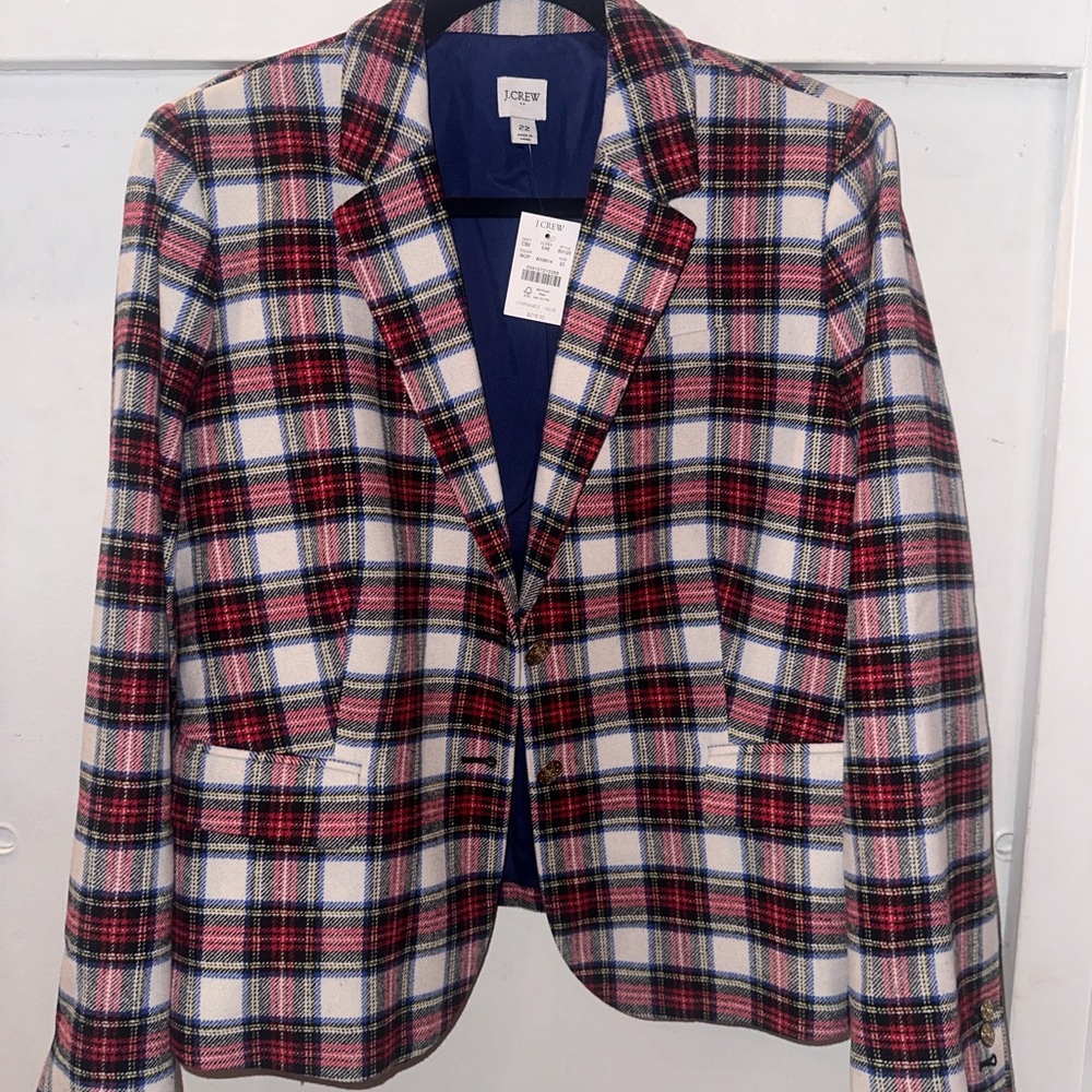 J. Crew Women's Plaid Blazer - Red and Blue